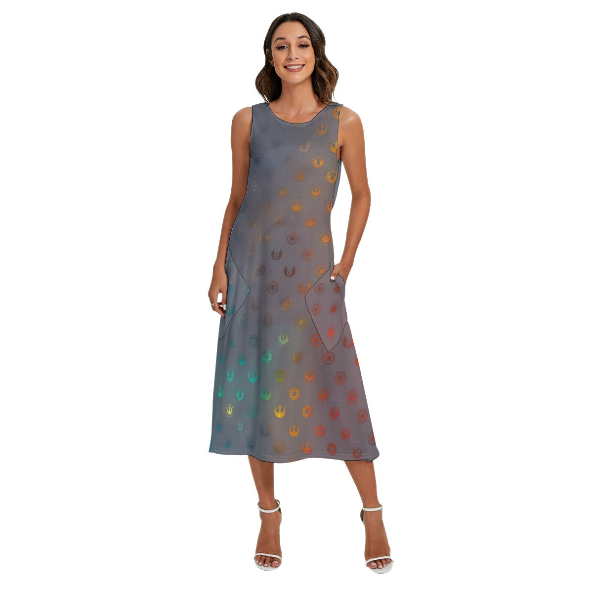 Galaxy Far Away - Women’s Diagonal Pocket Midi Dress