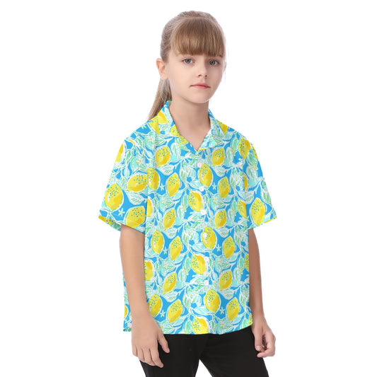 Lemon Drop Daydream - Kid's Hawaiian Button Up Shirt