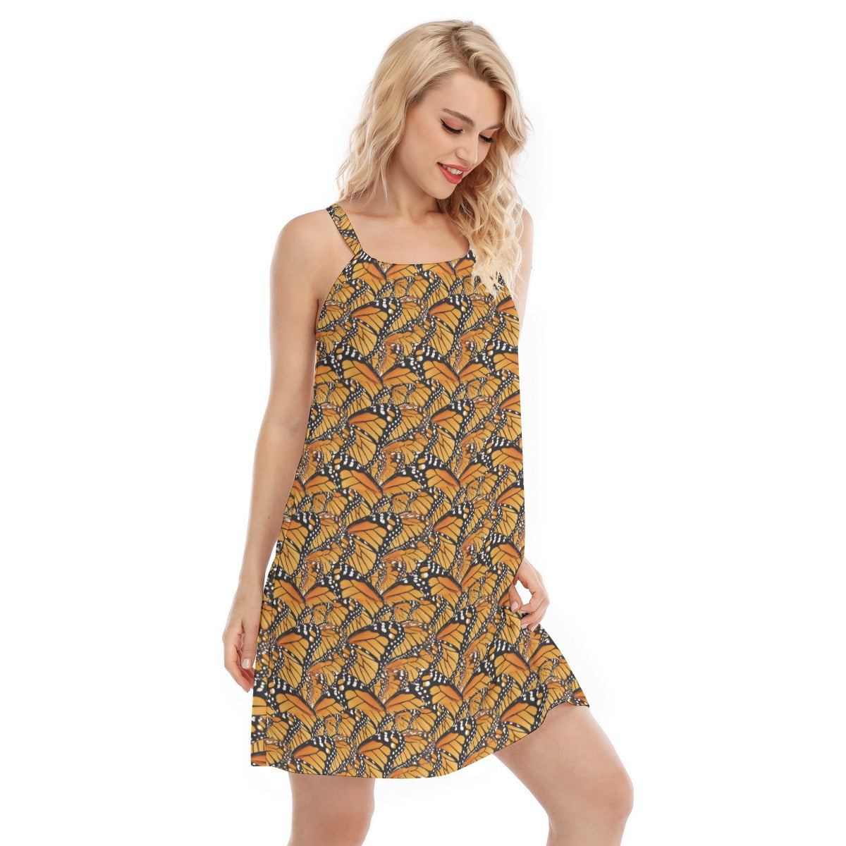 Animal Print - Monarch Butterfly - Women’s Adjustable Sundress