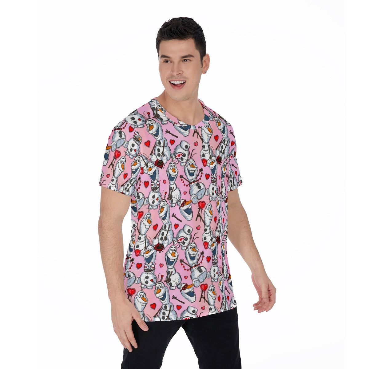 Sketched Snowman Valentine’s Day - Men's Short Sleeve T-Shirt