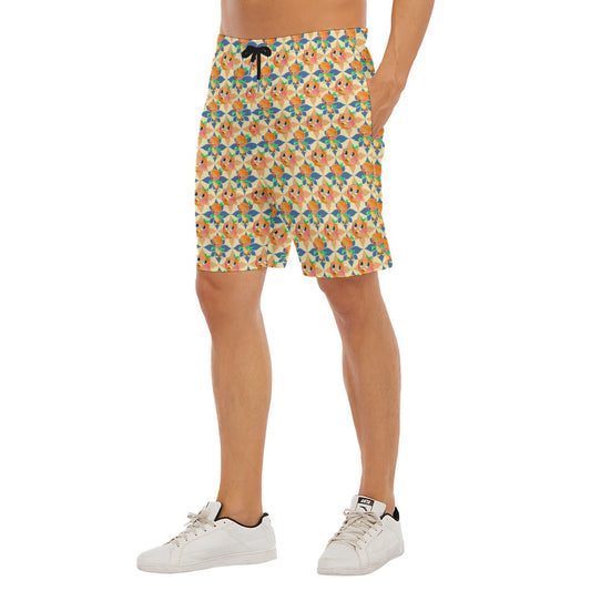 Retro Citrus Play - Men’s Pocket Beach Shorts