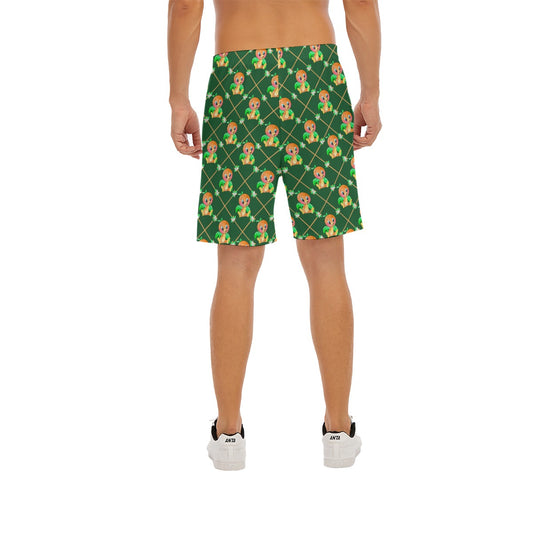 Geometric Citrus Delight - Men’s Pocket Beach Shorts