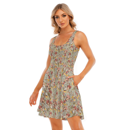 Woodland Frolics Cottagecore - Women's Sleeveless Pocket Skater Dress