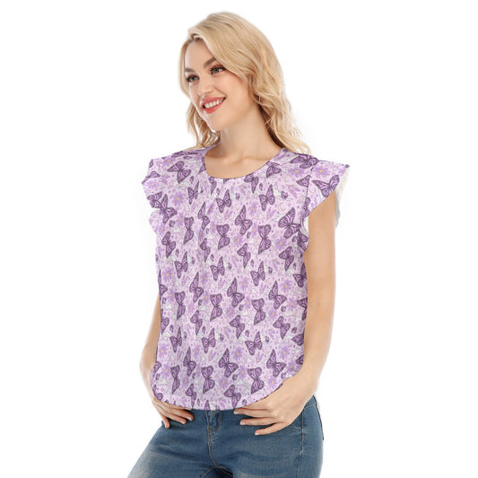 Lavender Butterflies - Women’s Flutter Sleeve Top