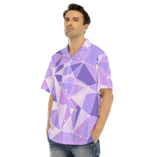 Geometric Purple Wall - Men's Hawaiian Button Up Shirt