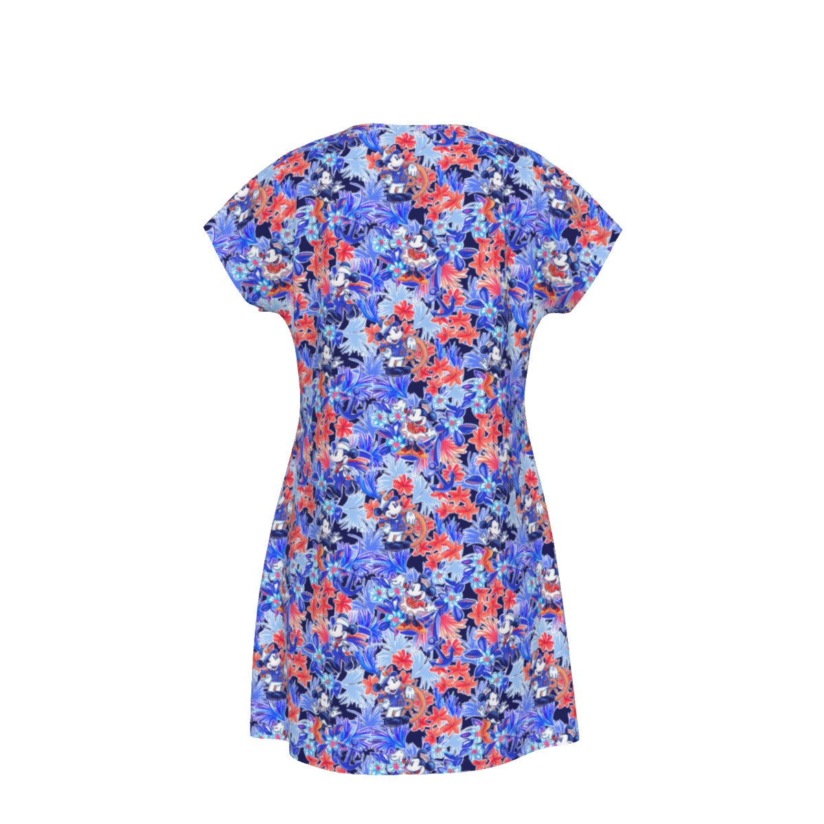 Navy Blooms Cruise - Women's T-Shirt Dress
