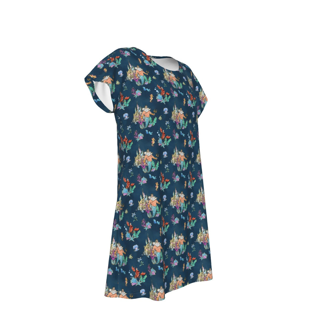 Whimsical Sea King and Crab - Women's T-Shirt Dress