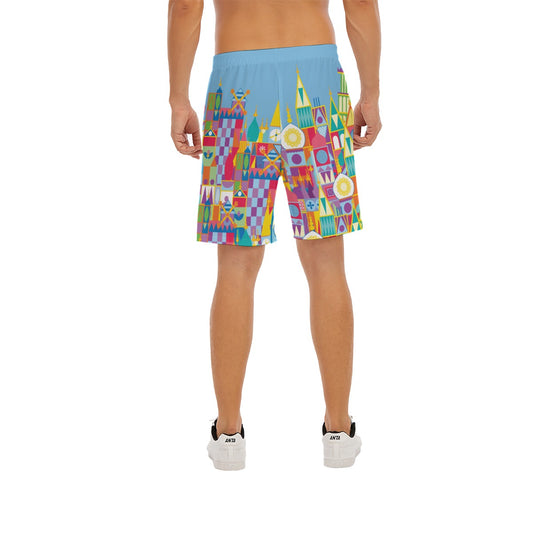 Whimsical World Facade - Men’s Pocket Beach Shorts