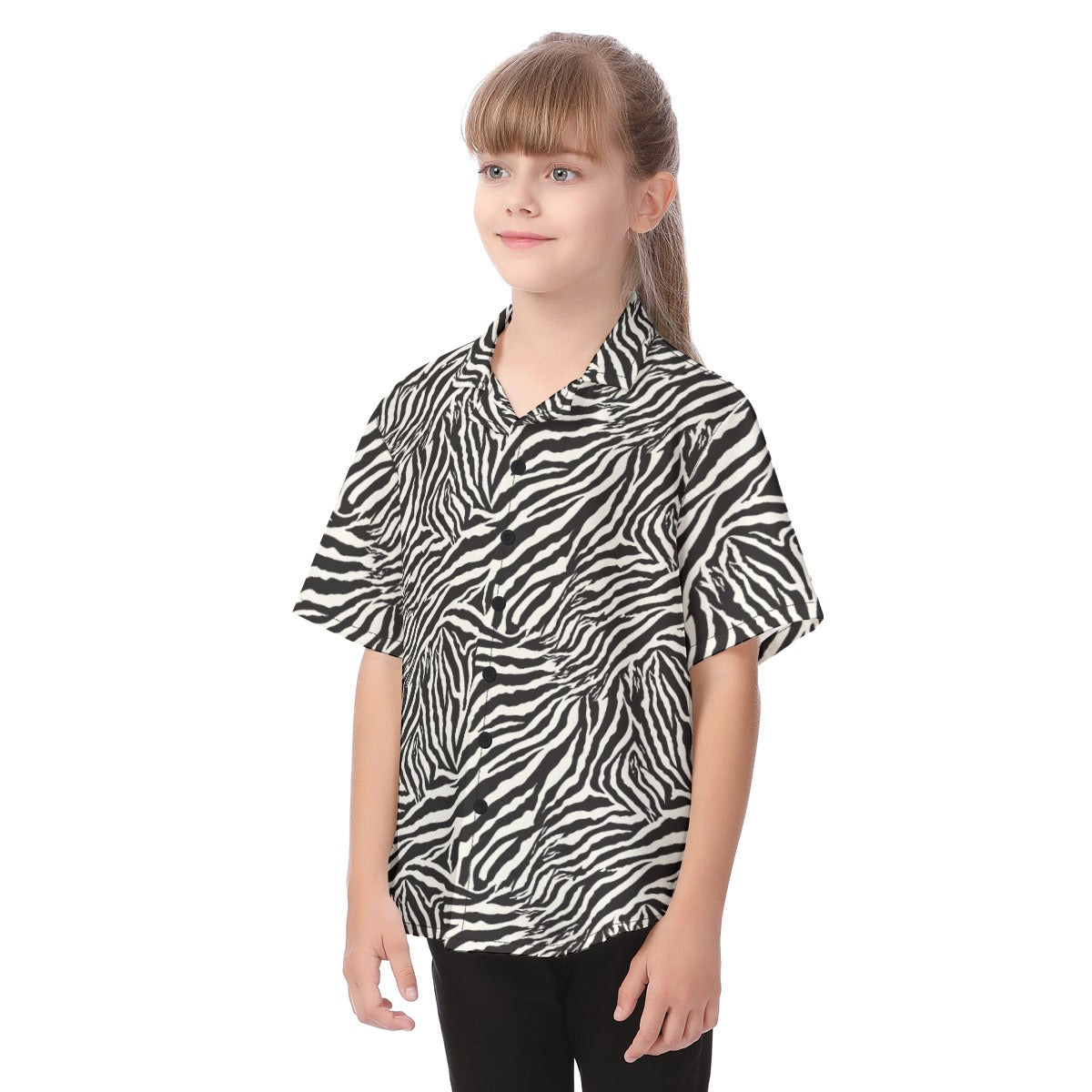 Animal Print - Zebra - Kid's Hawaiian Button Up Shirt