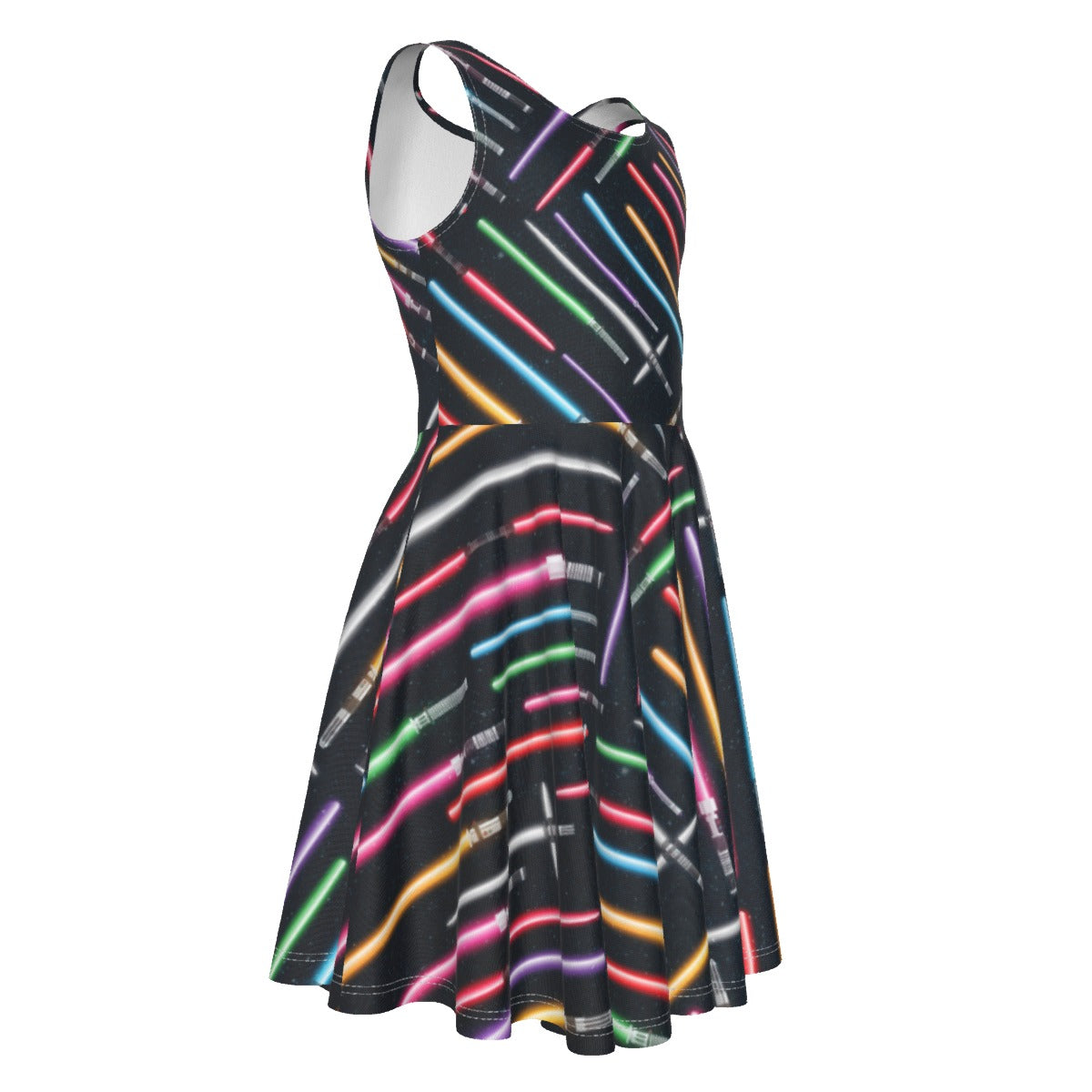 Vibrant Galaxy Sabers- Kid's Sleeveless Skater Dress