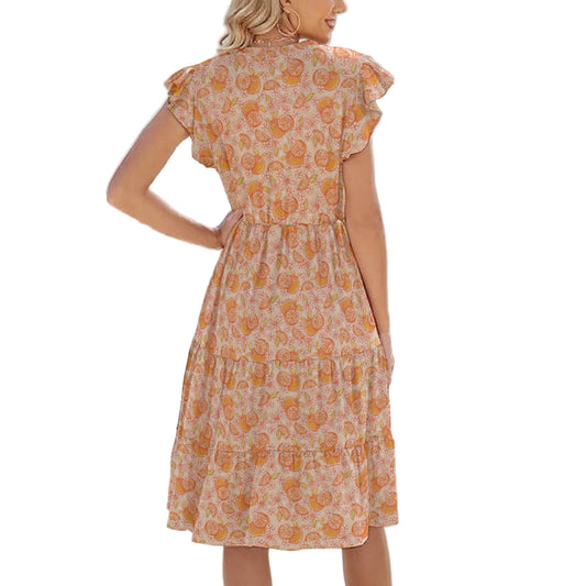 Summer Fruits - Oranges - Women's Tiered Pocket Midi Dress