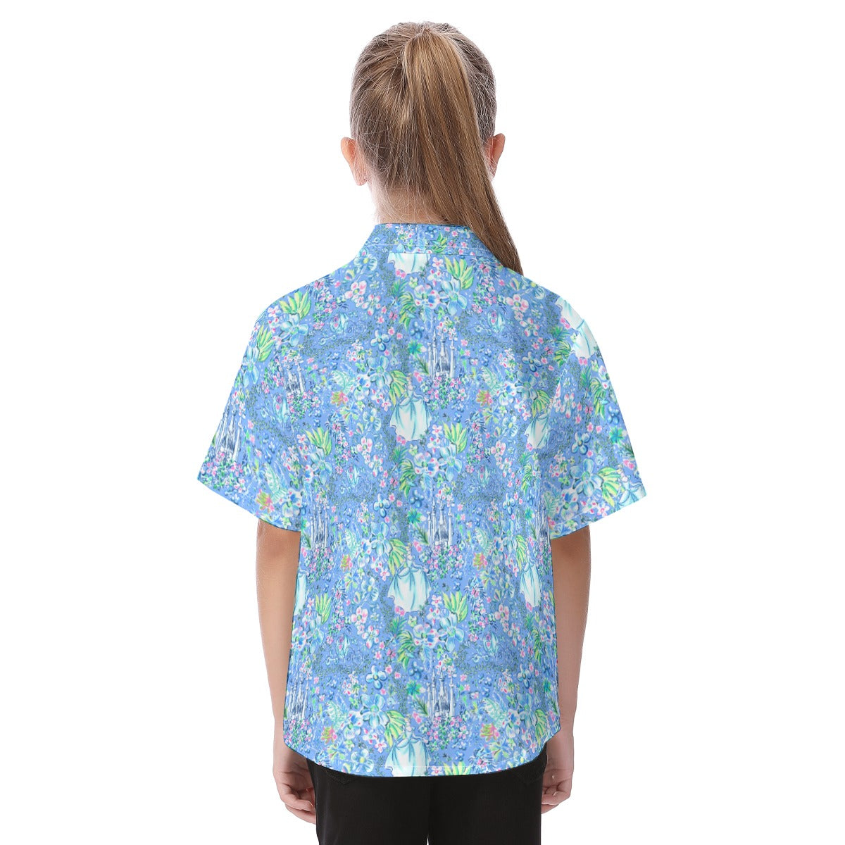 Bright Tropical Princess - Royal Beach Day - Kid's Hawaiian Button Up Shirt