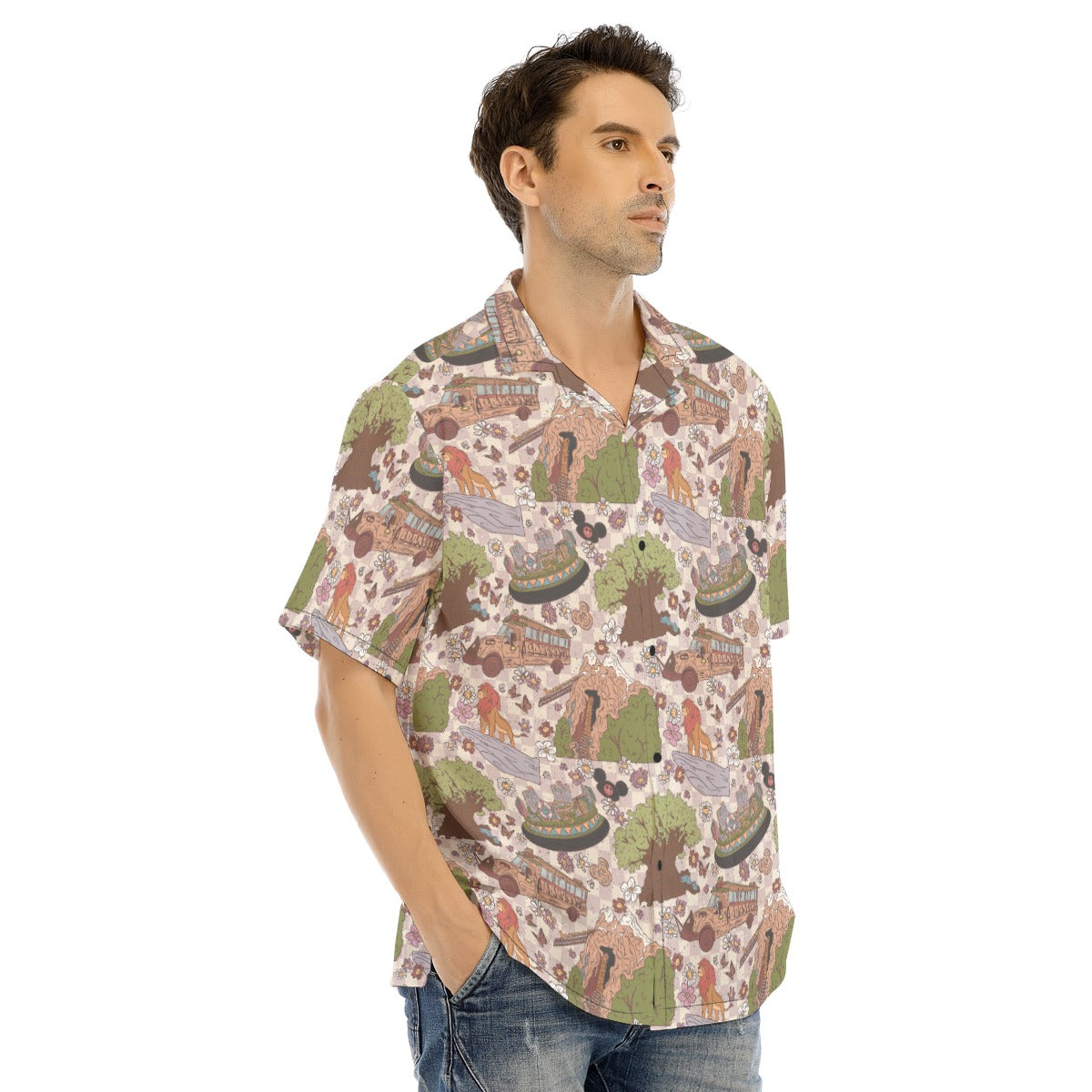 Hand Drawn AK - Men's Hawaiian Button Up Shirt