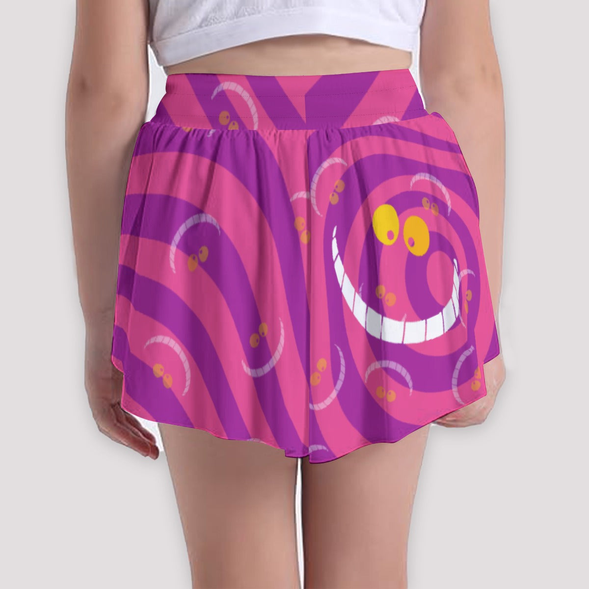 Whimsical Grinning Stripes - Girls’ Flowy Pocket Shorts