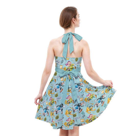 Cheerful Race Day Dashers - Women's Halter Vintage Pocket Dress