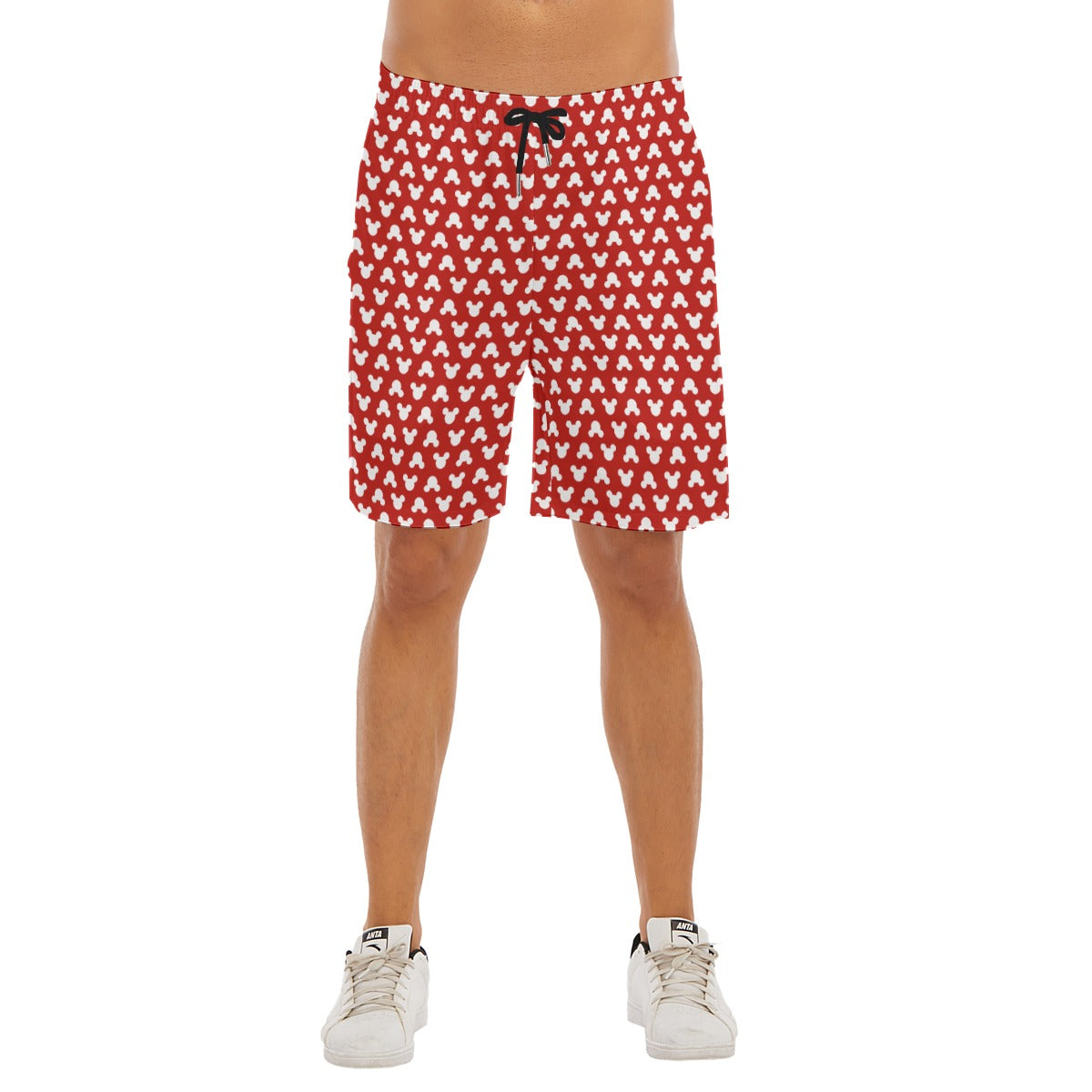 Playful Polka Dot Ears Red - Men’s Pocket Beach Shorts