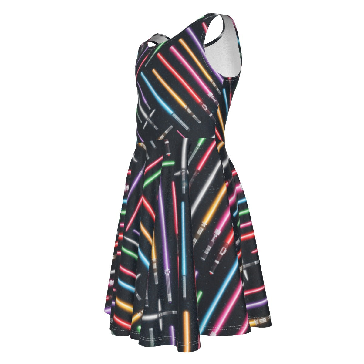 Vibrant Galaxy Sabers- Kid's Sleeveless Skater Dress
