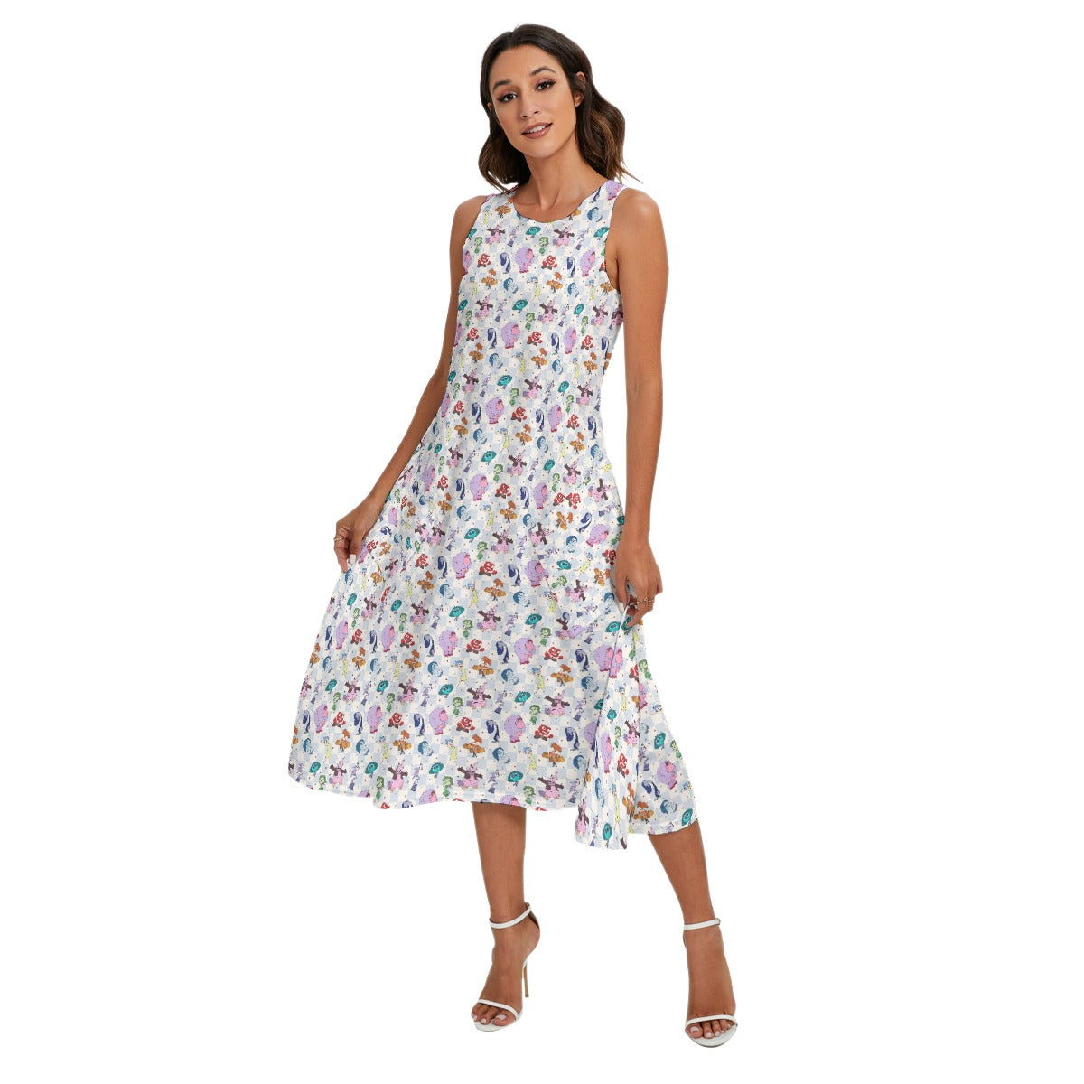 Blue Check Emotional Spectrum - Women’s Diagonal Pocket Midi Dress