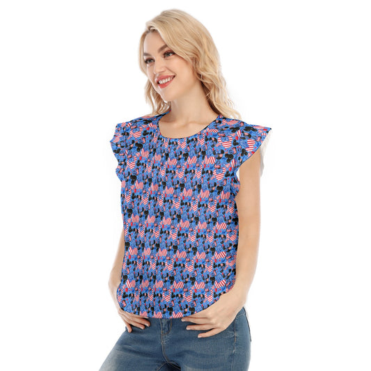 Mouse Fourth of July Celebration - Women’s Flutter Sleeve Top