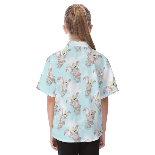 Sketch of Flying Elephant - Kid's Hawaiian Button Up Shirt