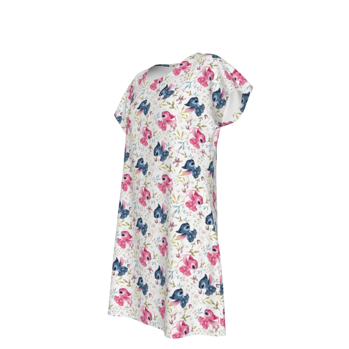 Blue Alien & Pink Friend Love - Women's T-Shirt Dress