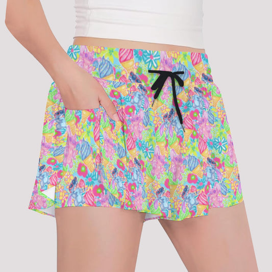 Neon Floral Summer Vibesngel - Girls’ Flowy Pocket Shorts