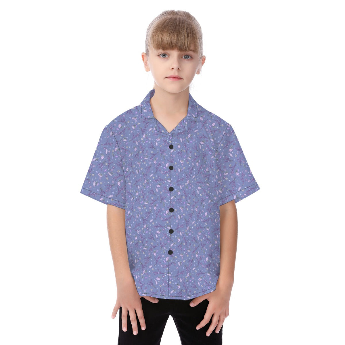 Lavender Vibes - Kid's Hawaiian Button Up Shirt