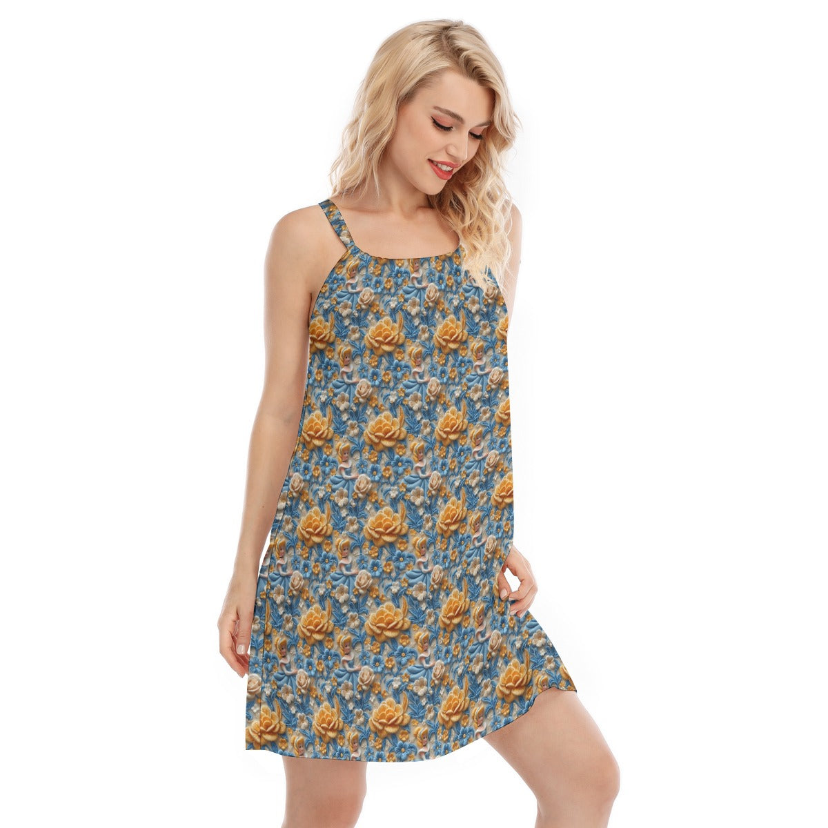 Regal Embroidered Royal Maiden - Women’s Adjustable Sundress
