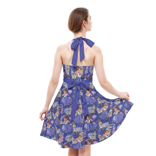 Whimsical Strong Heroine - Women's Halter Vintage Pocket Dress
