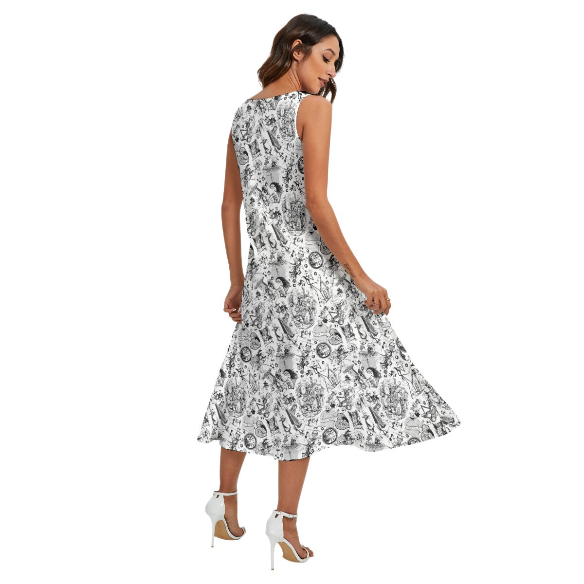 Nightmare Halloween Sketches - Women’s Diagonal Pocket Midi Dress