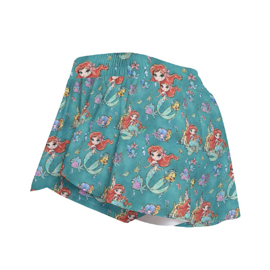 Whimsical Ocean Princess - Women's Flowy Pocket Shorts