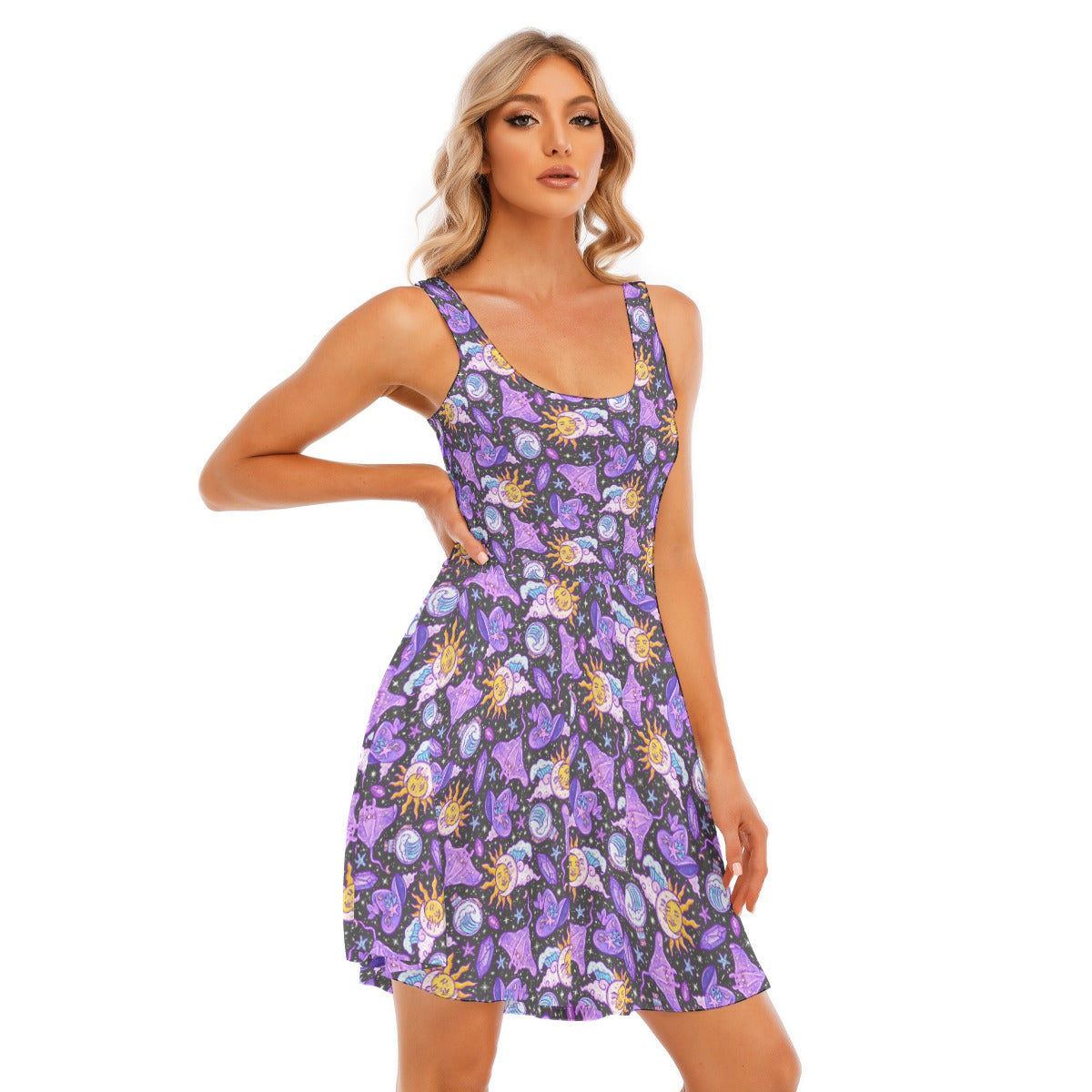 Mystical Manta Rays - Women's Sleeveless Pocket Skater Dress
