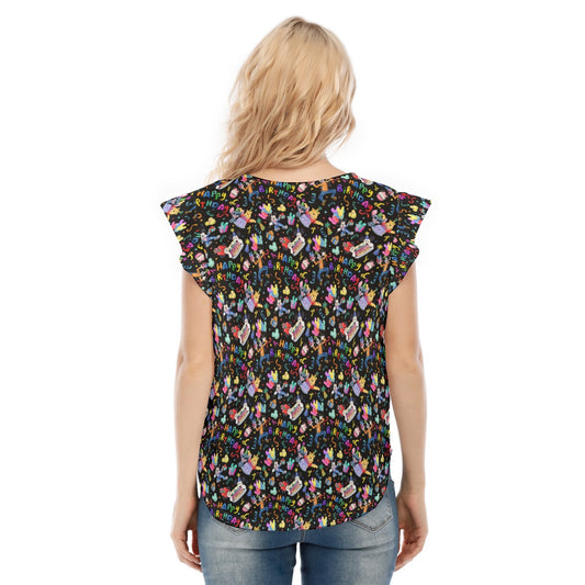 Happy Birthday Celebration - Women’s Flutter Sleeve Top