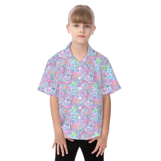 Bright Tropical Dreams - Enchanted Squeaky Helpers - Kid's Hawaiian Button Up Shirt