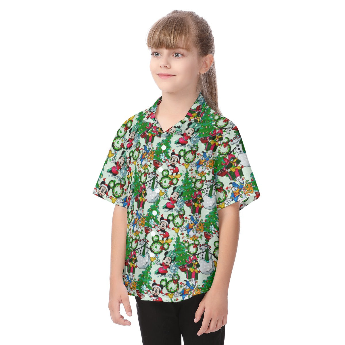 Mouse Friends Christmas Decorations - Kid's Hawaiian Button Up Shirt
