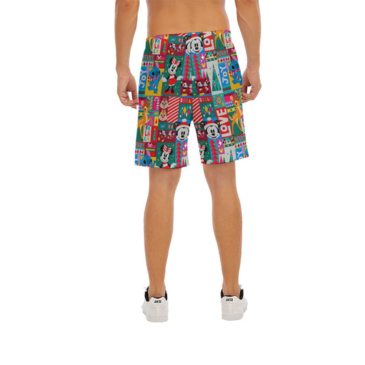 Mouse Christmas Colorblock - Men’s Pocket Beach Shorts
