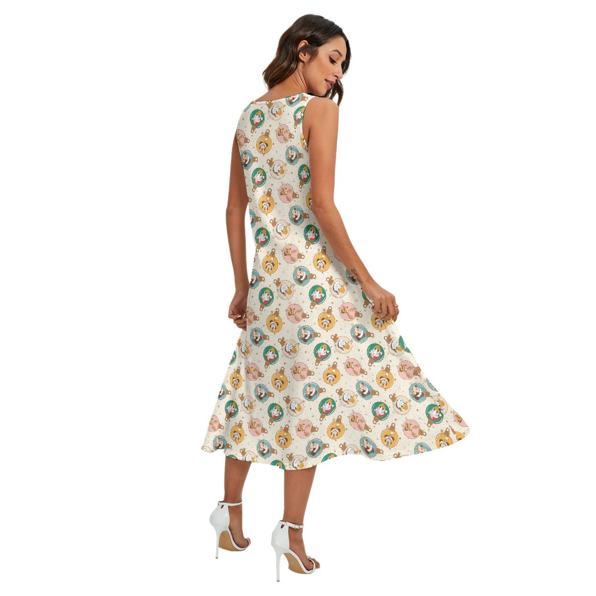 Golden Holiday Baubles - Women’s Diagonal Pocket Midi Dress