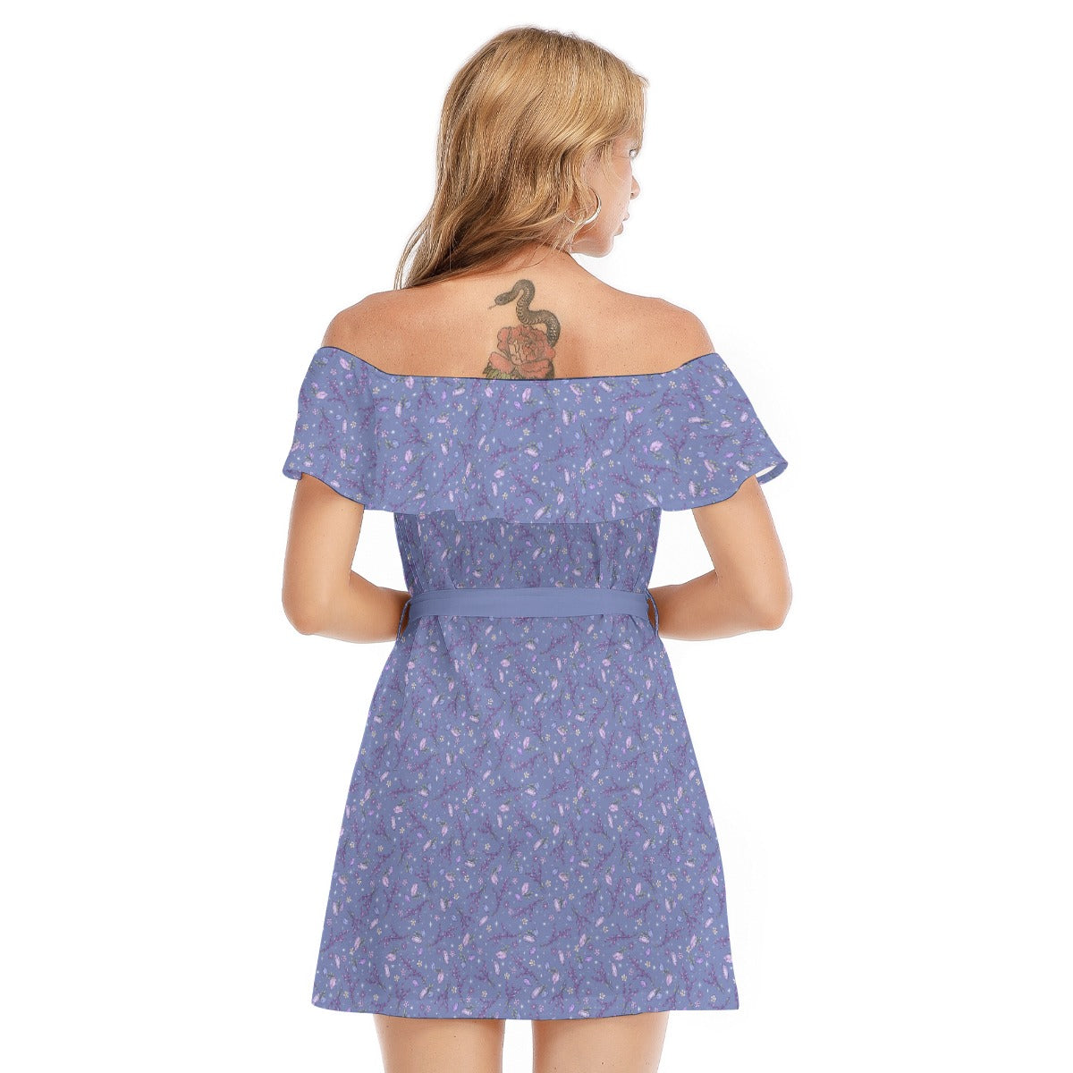 Lavender Vibes - Women's Off-shoulder Ruffle Dress