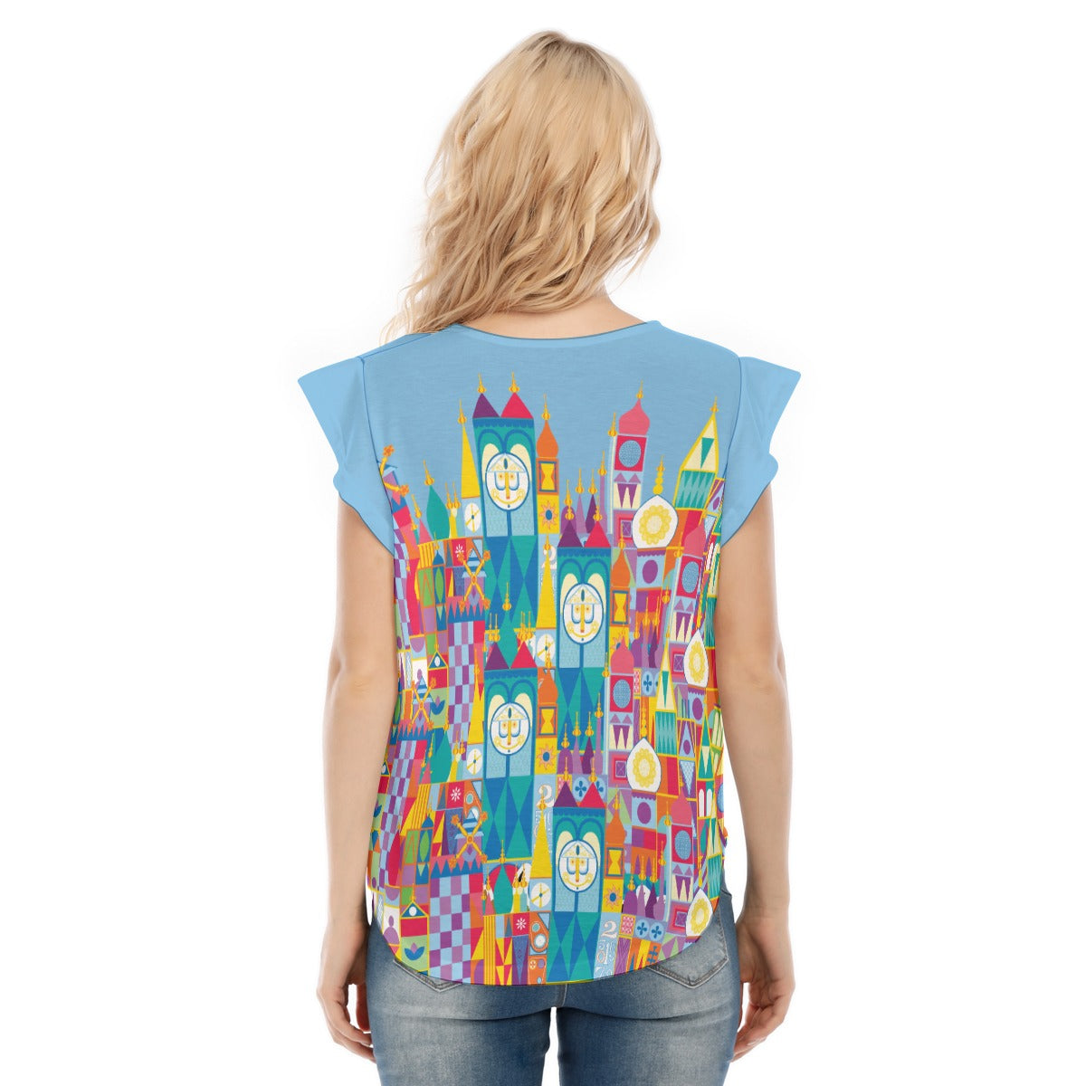Whimsical World Facade - Women’s Flutter Sleeve Top