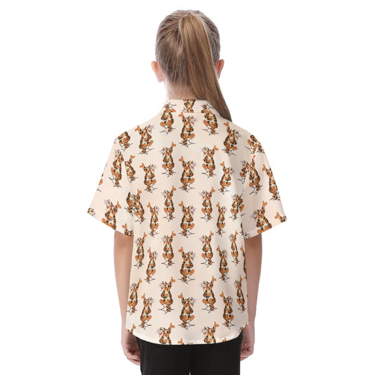 Sketched Bouncing Buddy - Kid's Hawaiian Button Up Shirt