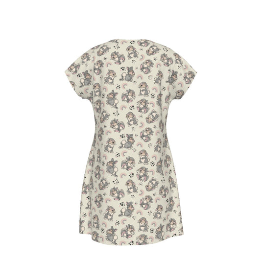 Bouncy Bunny Bliss - Women's T-Shirt Dress