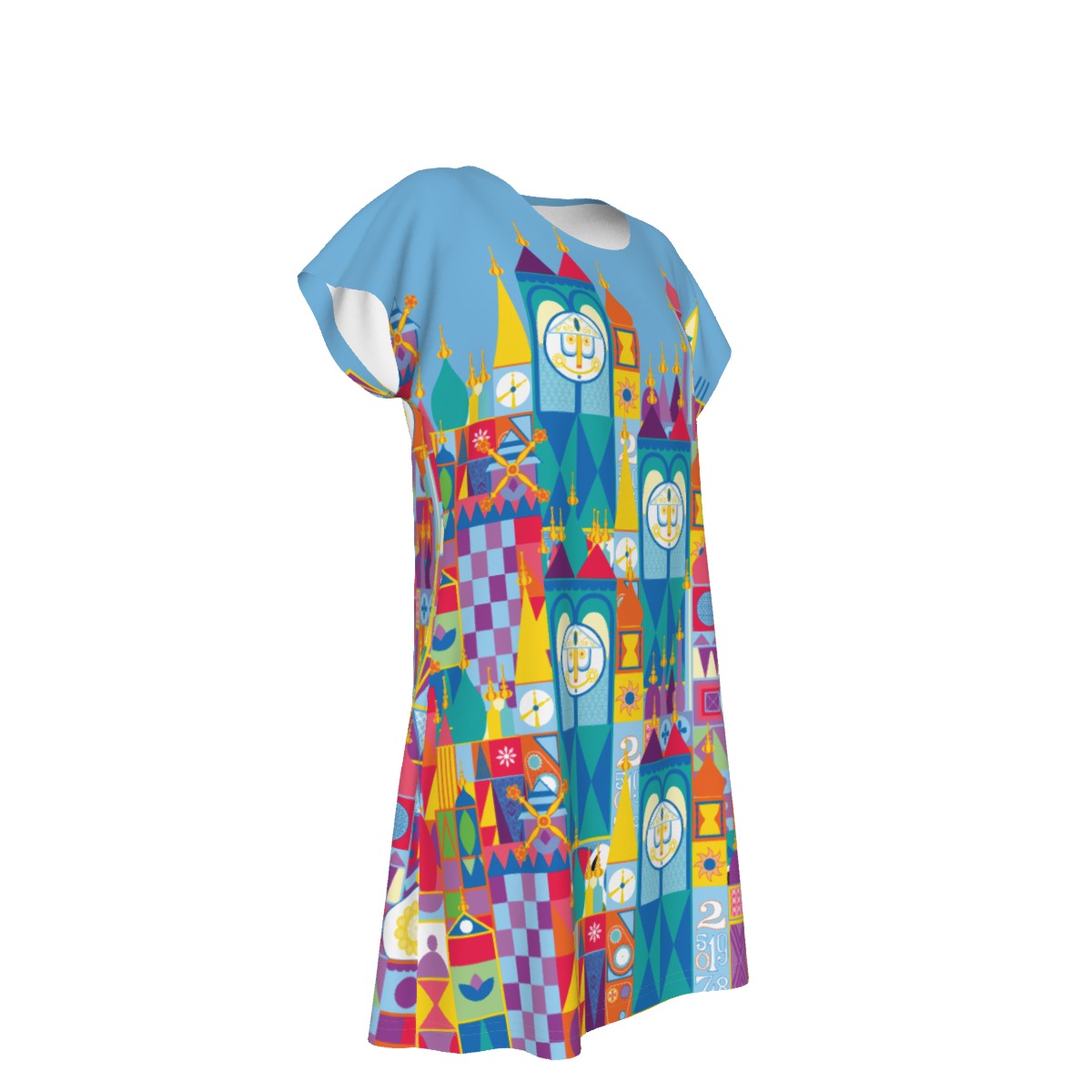 Whimsical World Facade - Women's T-Shirt Dress