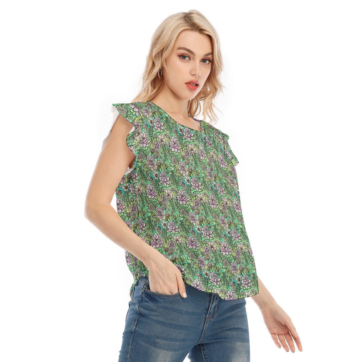 Fairytale Florals – Bayou Blooms - Women’s Flutter Sleeve Top