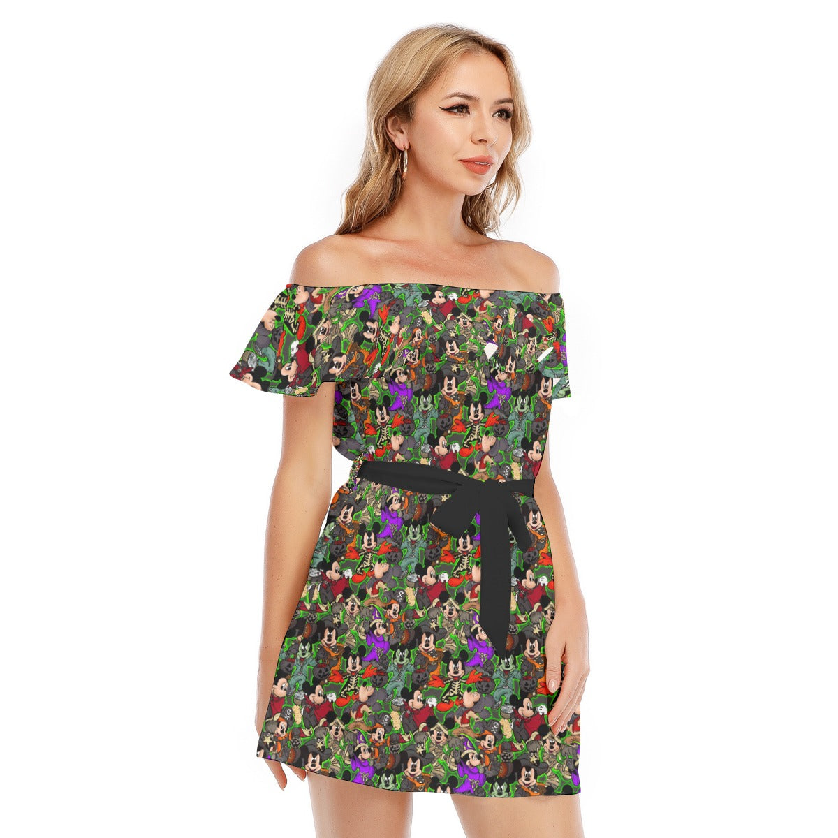 Halloween Costume Mashup - Women's Off-shoulder Ruffle Dress
