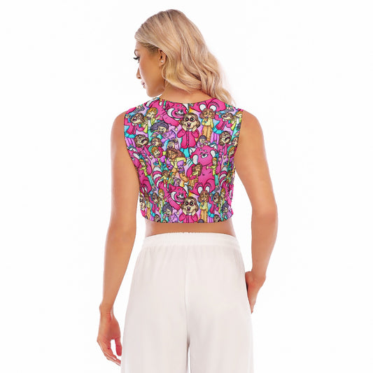 Red Panda Chaos Scenes - Women’s Sleeveless Cropped Tee