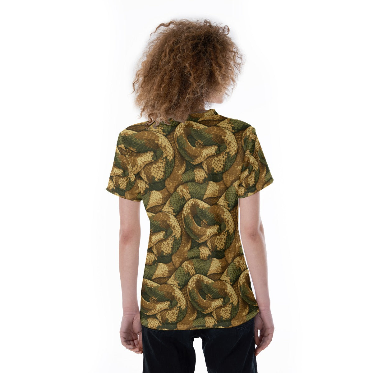 Animal Print - Snake - Women's Short Sleeve V-Neck T-Shirt