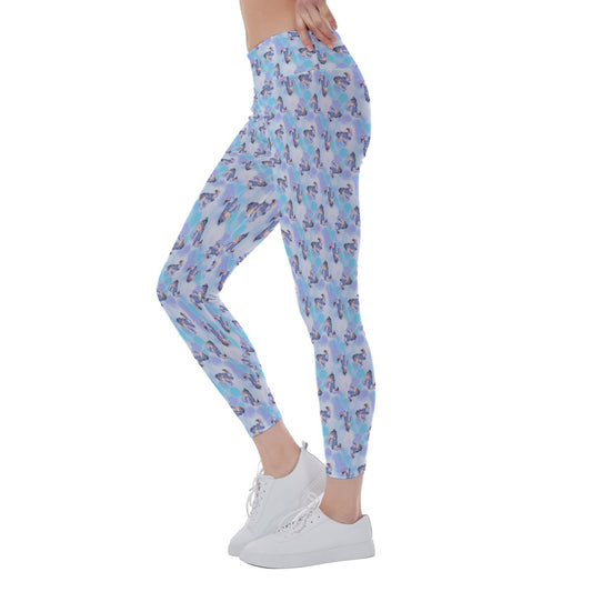 Watercolor Gentle Donkey - Women's Yoga Leggings