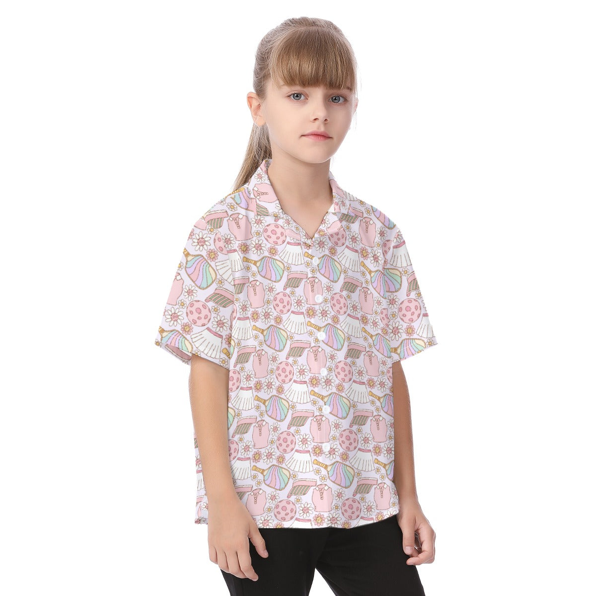 Rainbow Pickleball - Kid's Hawaiian Button Up Shirt