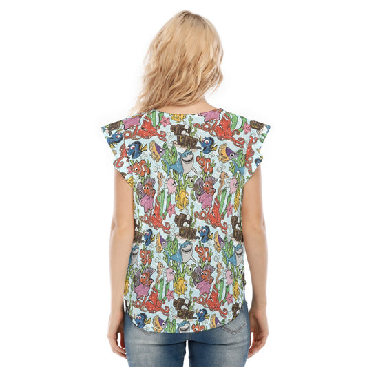 Fish Are Friends Reef - Women’s Flutter Sleeve Top