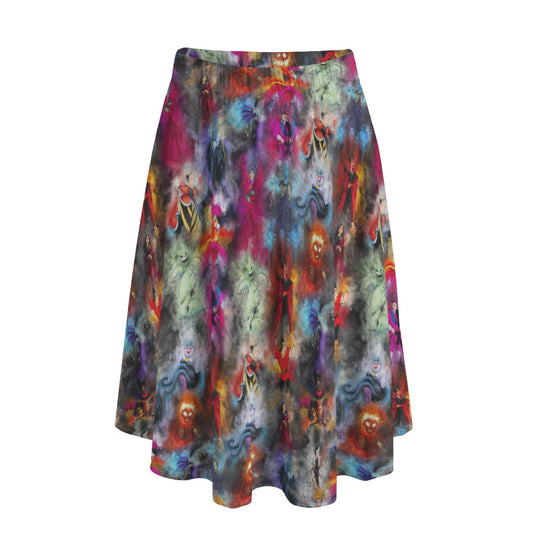 Watercolor Wicked Villains - Women’s Pocket Midi Skirt